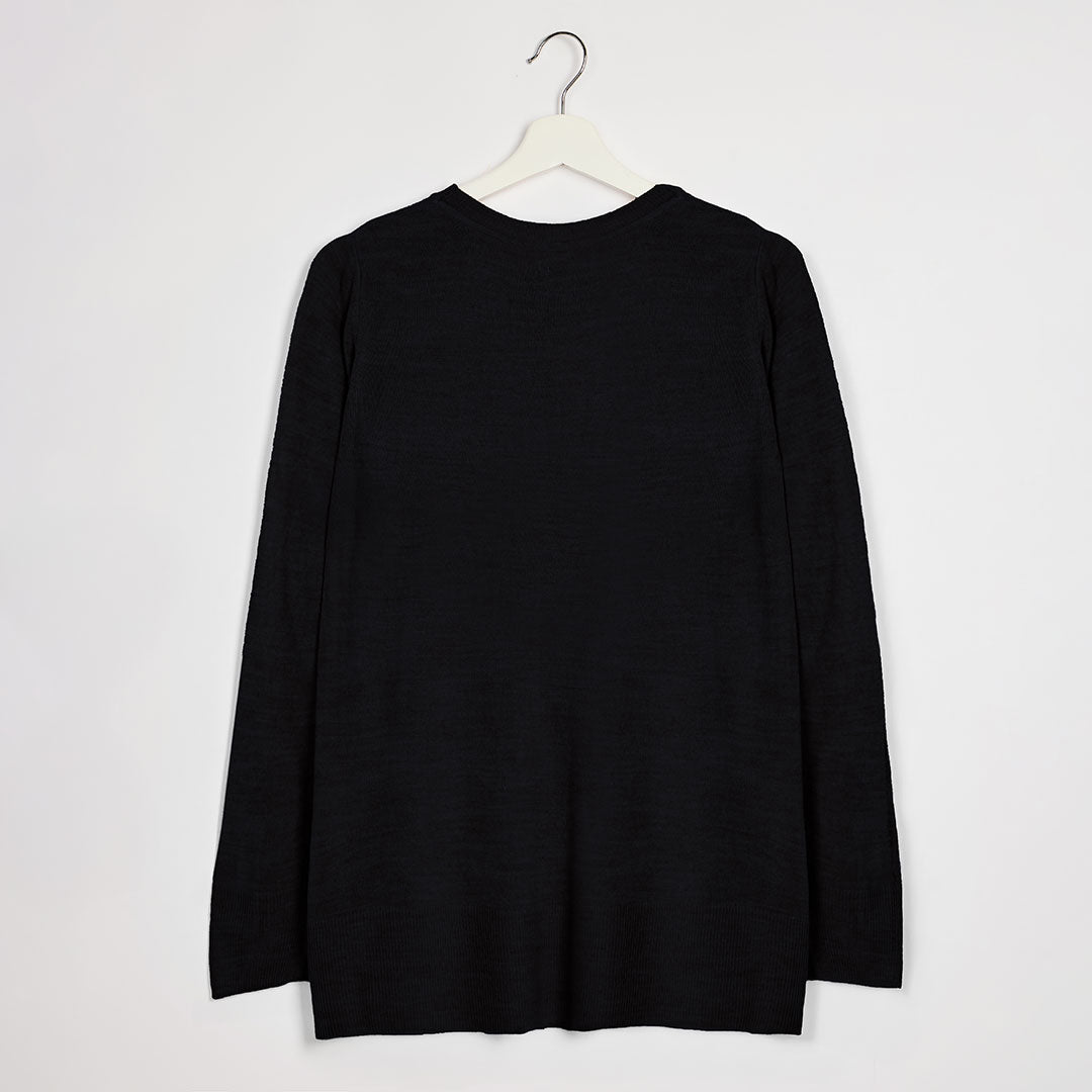 Ladies Black Crew Jumper