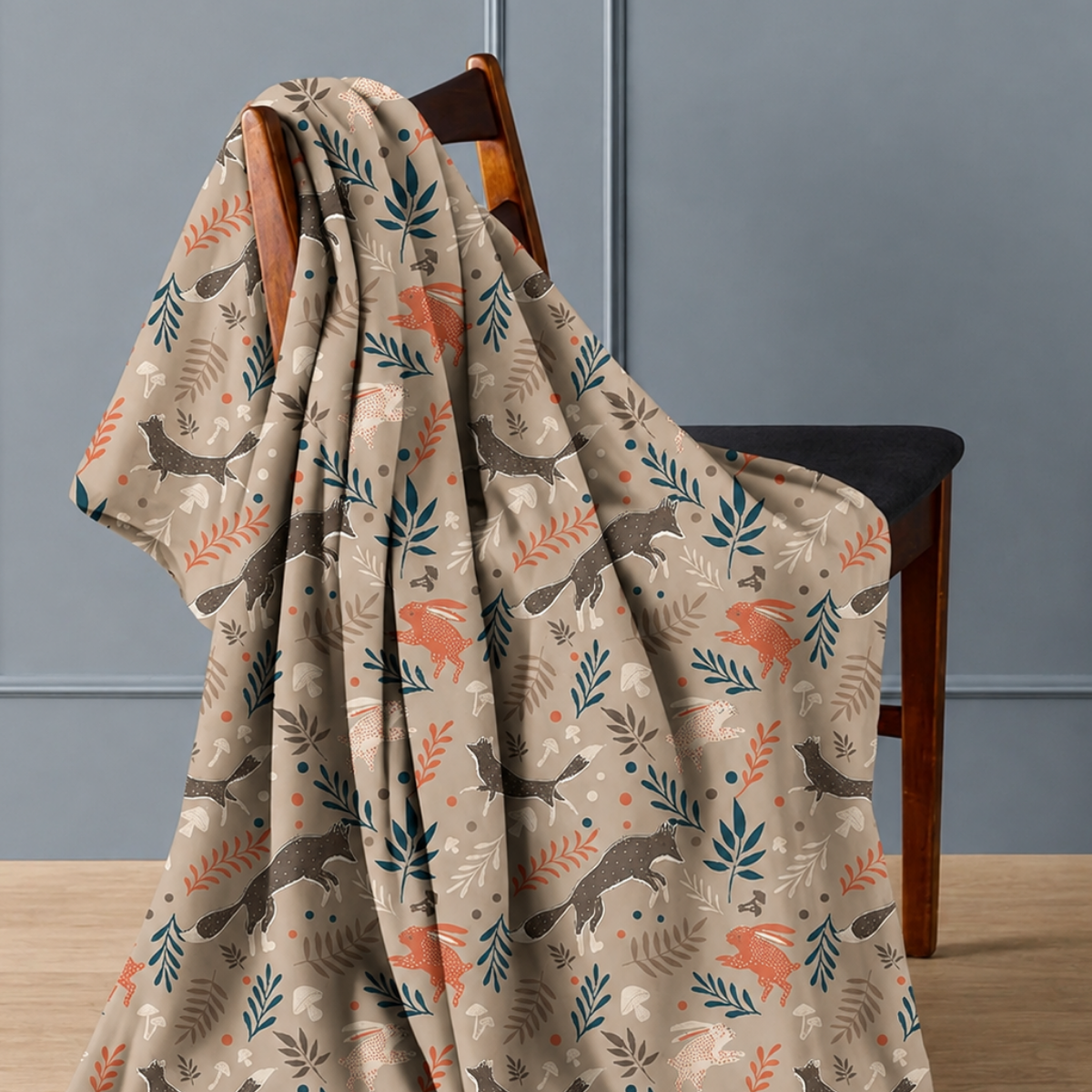 Woodland Creatures Flannel Throw 120x150cm