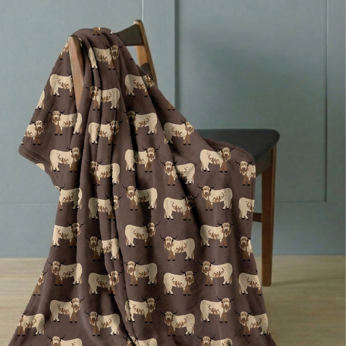 Highland Cow Flannel Throw 120x150cm