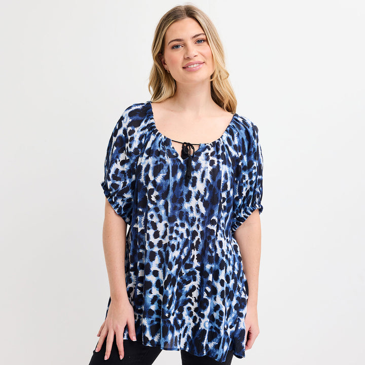 Ladies Blue Leopard Top