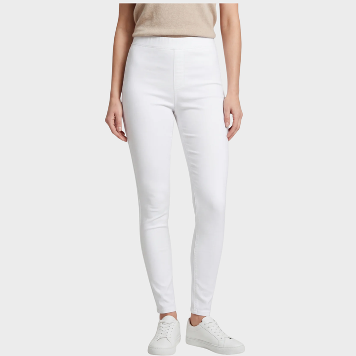 Ladies White High Waisted Jegging