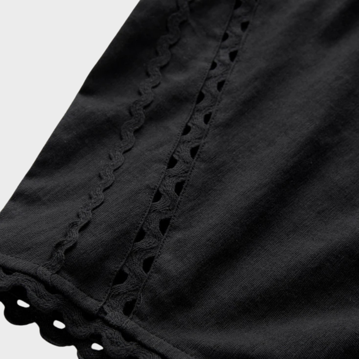 Ladies Black Bubble Hem Tie Top