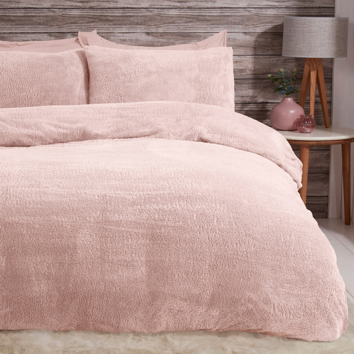 Sleepdown Teddy Fleece Blush Duvet Set