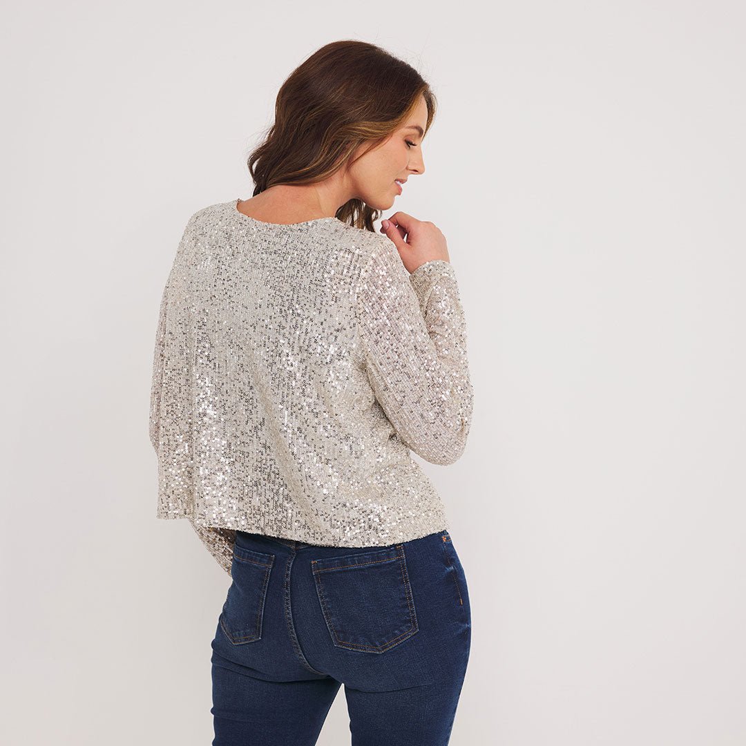 Ladies Sequin Tie Front Top from You Know Who's