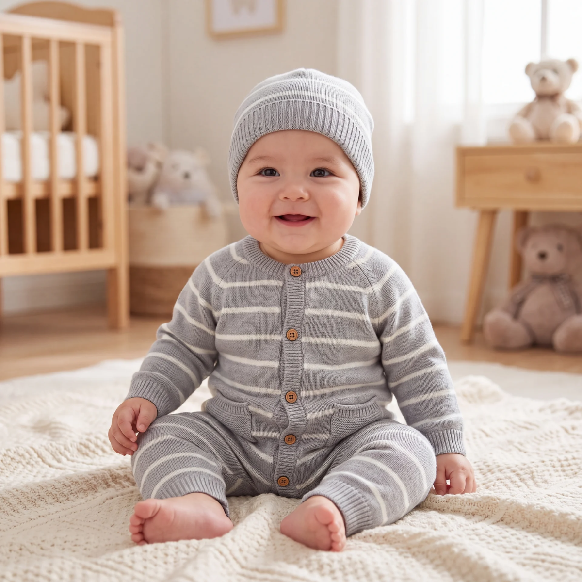 Baby Stripe Knitted All In One