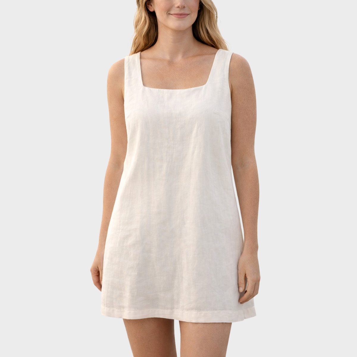 Ladies FC Linen Mix Dress White