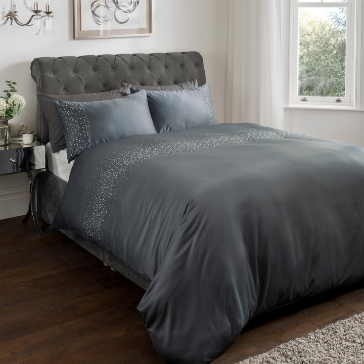 Sleepdown Embellished Charcoal Duvet Set