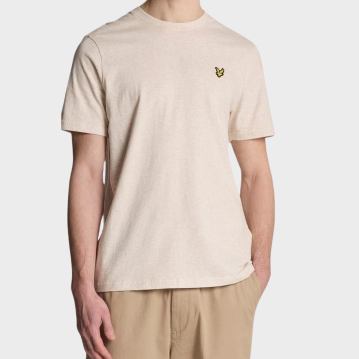 Men's Ecru Marl Lyle & Scott Gold Logo T-shirt