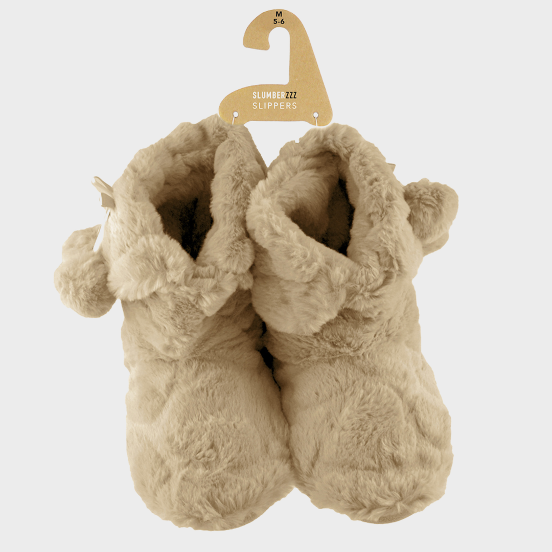 Ladies Beige Plush Textured Bootee