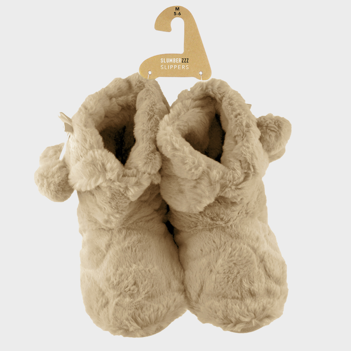 Ladies Beige Plush Textured Bootee
