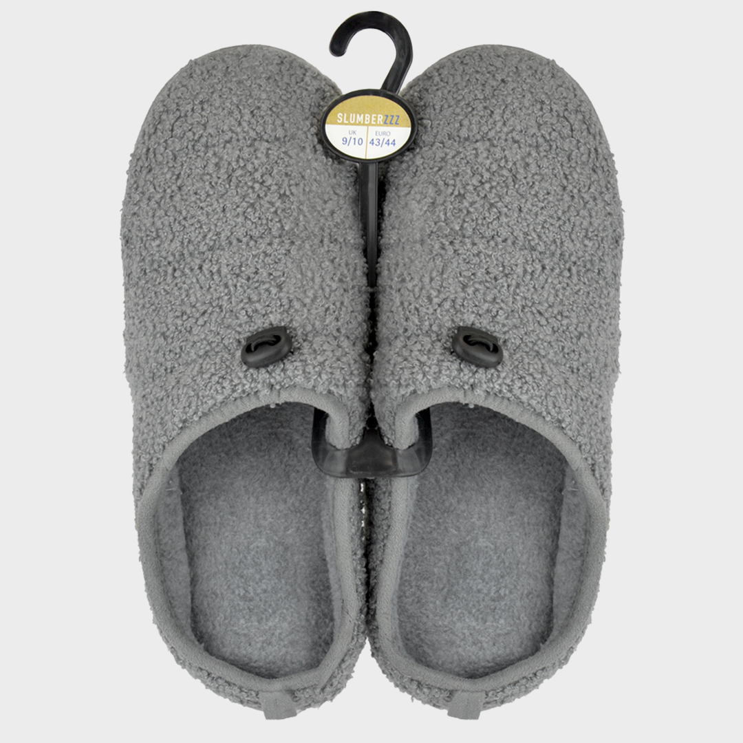 Mens Grey Teddy Fleece Mule