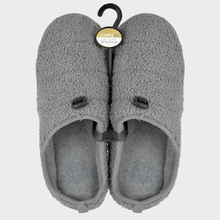 Mens Grey Teddy Fleece Mule