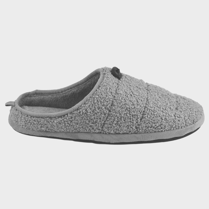 Mens Grey Teddy Fleece Mule