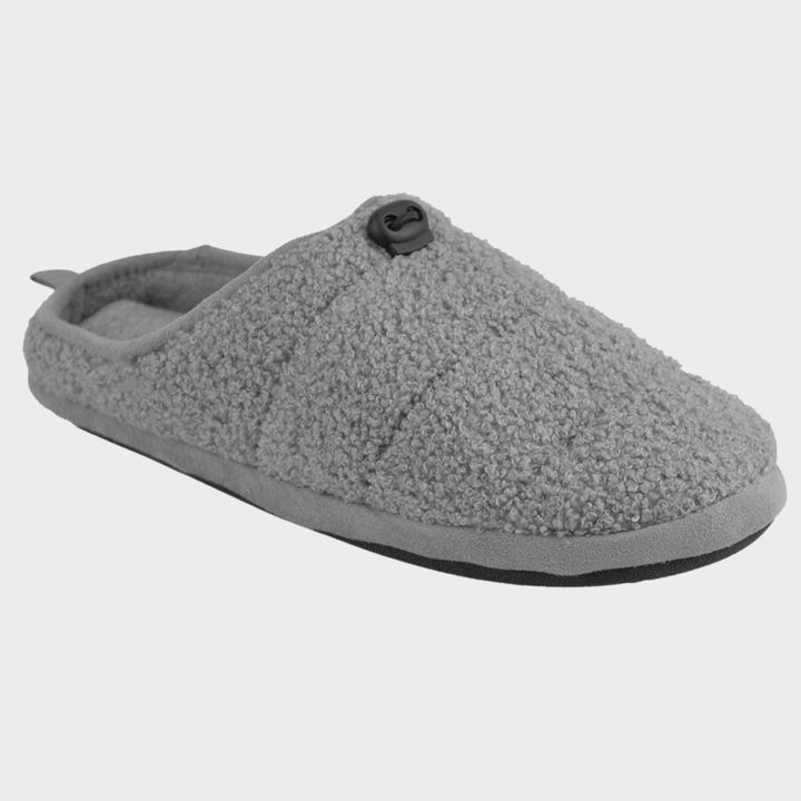 Mens Grey Teddy Fleece Mule