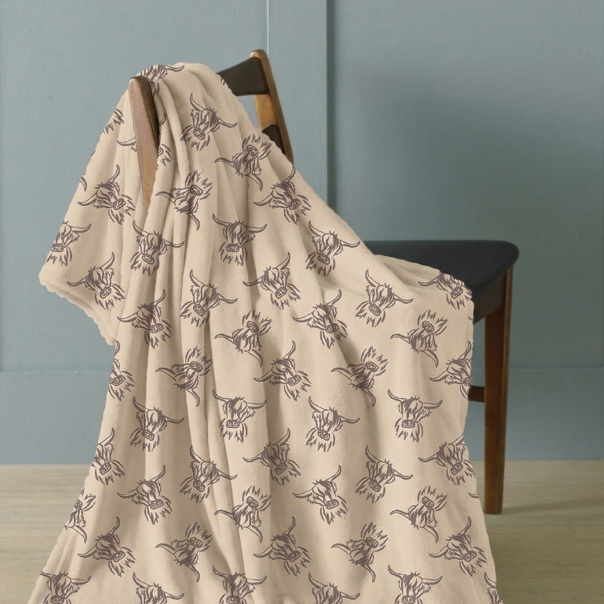 Highland Cow Flannel Throw 120x150cm