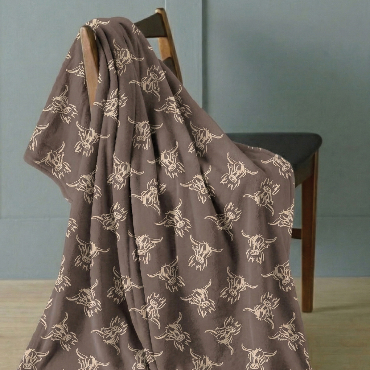 Highland Cow Flannel Throw 120x150cm