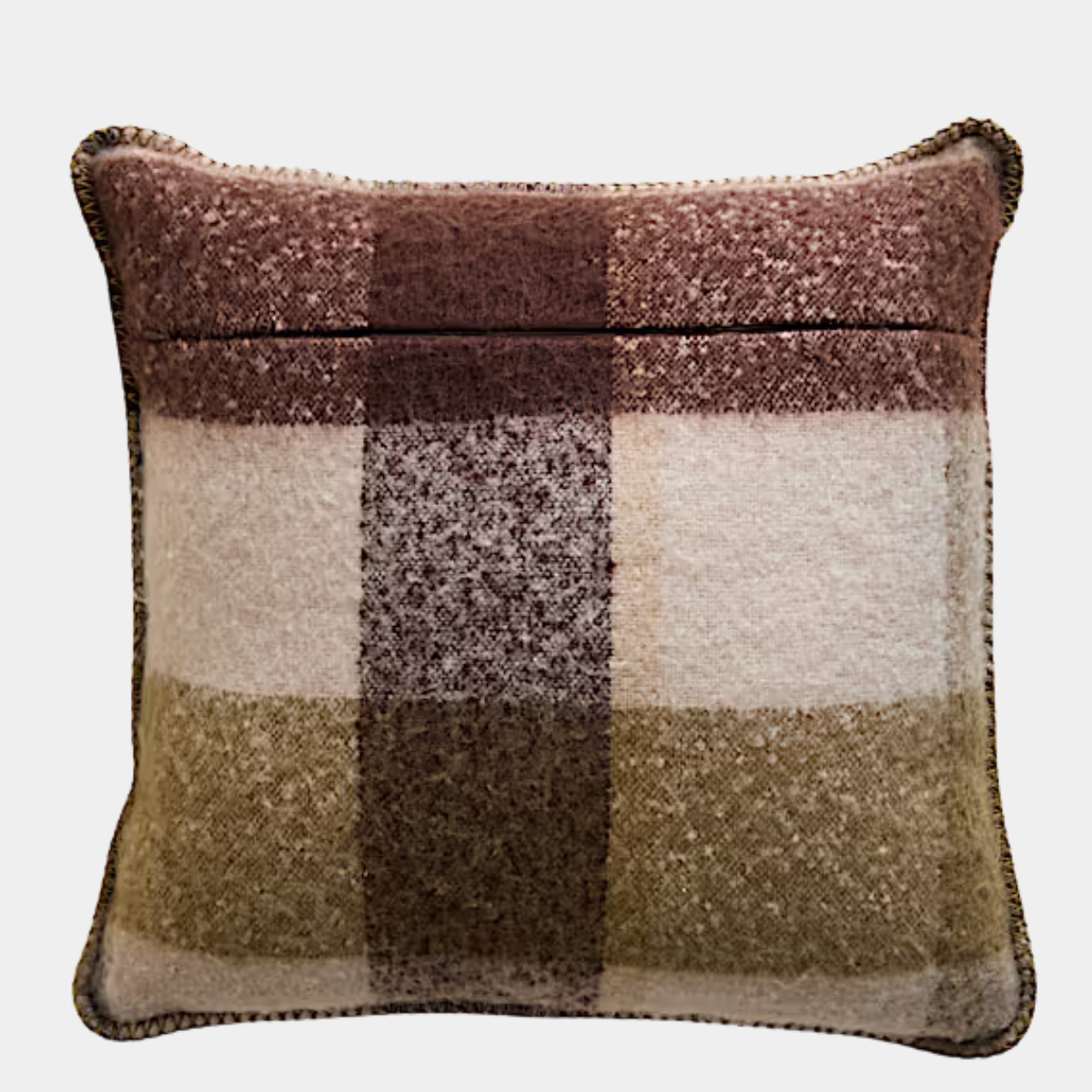 Brushed Olive Mix Check Cushion
