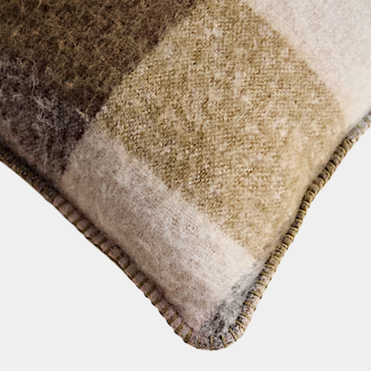 Brushed Olive Mix Check Cushion