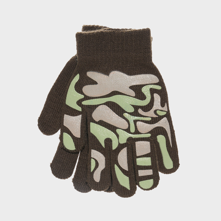 Boys Thermal Camouflage Gripper Gloves - 1 pair