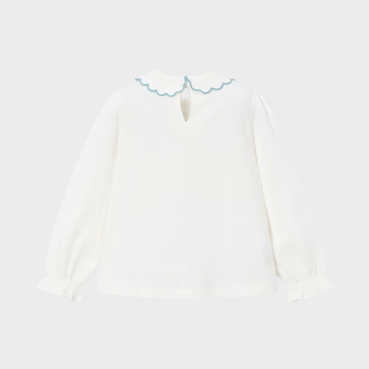 Girls Frill Neck Embroidered Top (4-10Y)