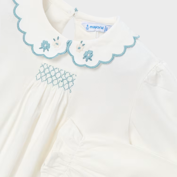 Girls Frill Neck Embroidered Top (4-10Y)