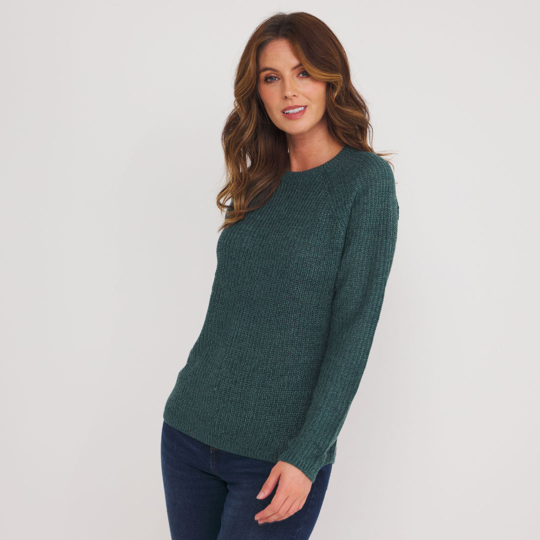 Ladies Teal Raglan Jumper