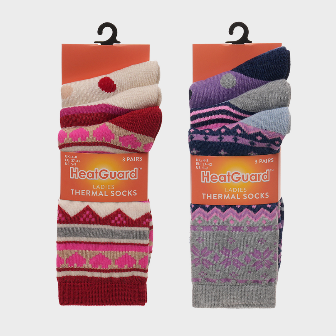 Ladies 3pk Pattern Thermal Socks