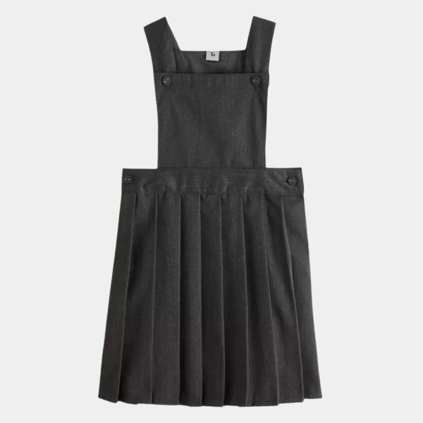 Girls Pleated 2 Button Pinafore