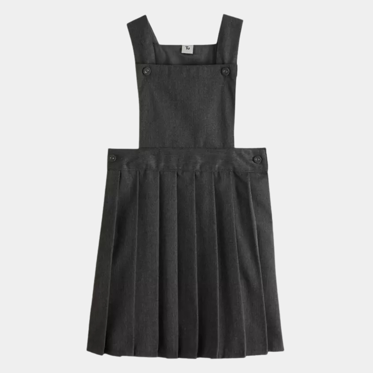 Girls Pleated 2 Button Pinafore