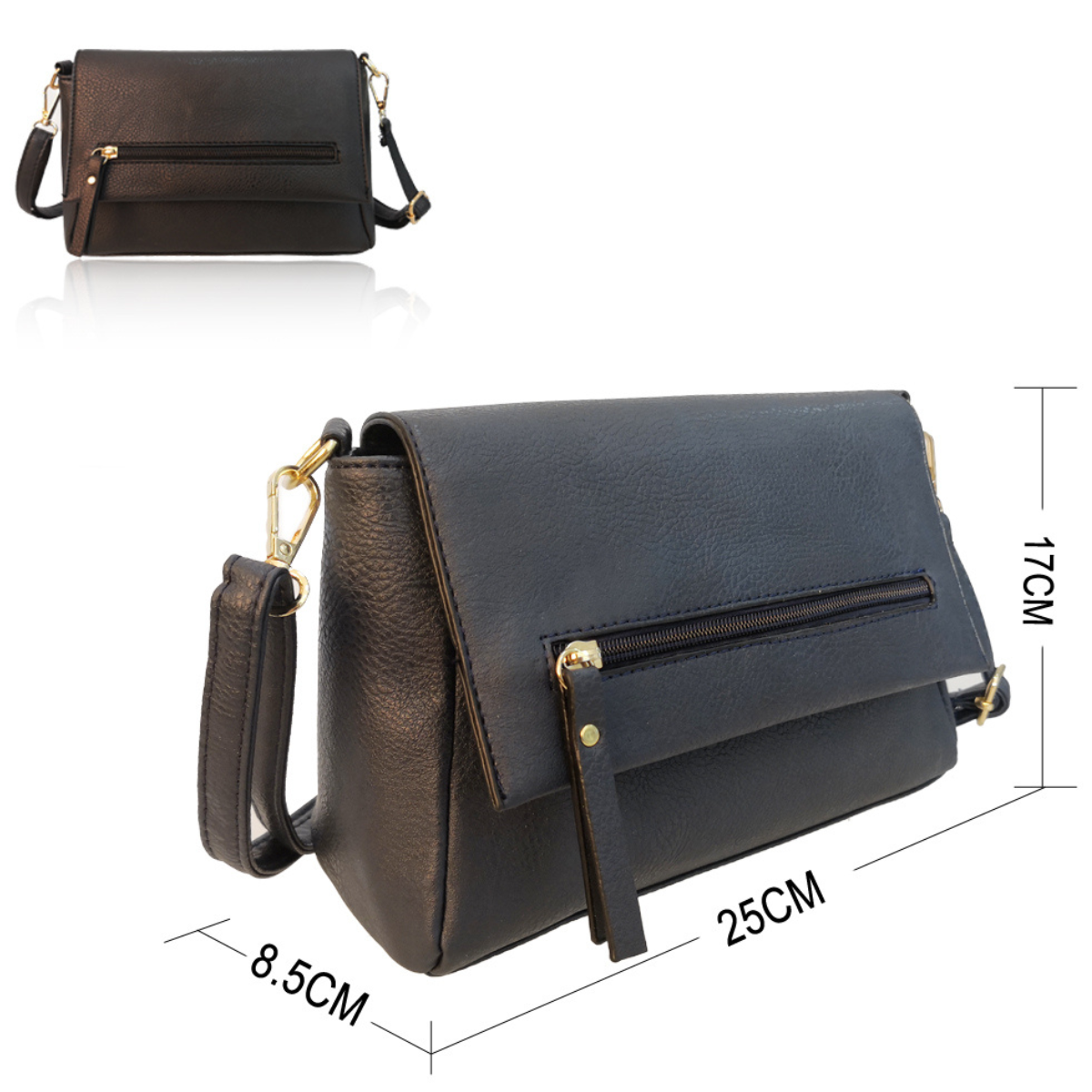 Zip Front Crossbody Bag