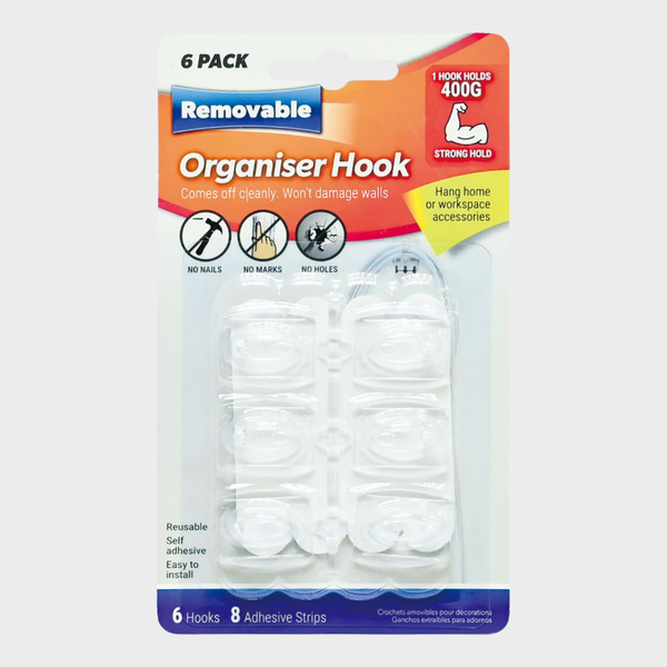 Decorating Removable Hook Clear 6 Pack