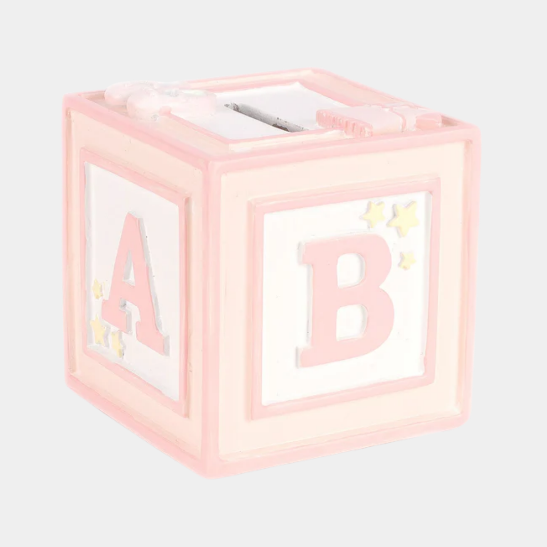 Baby Pink ABC Money Box 9cm