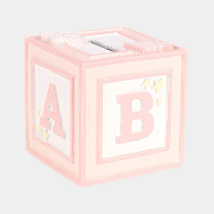 Baby Pink ABC Money Box 9cm