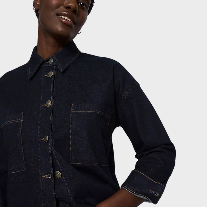 Ladies Denim Pocket Shacket