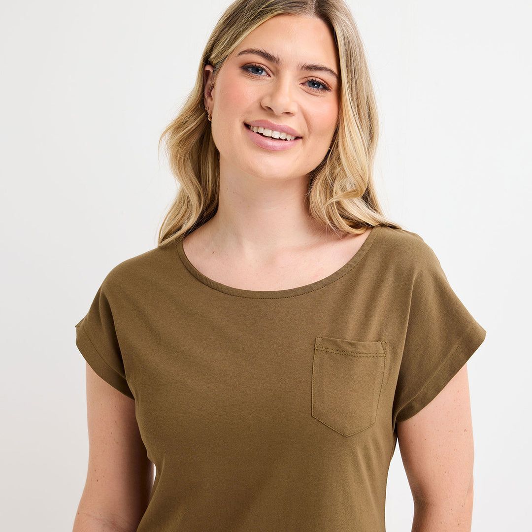 Ladies Khaki Pocket Dress