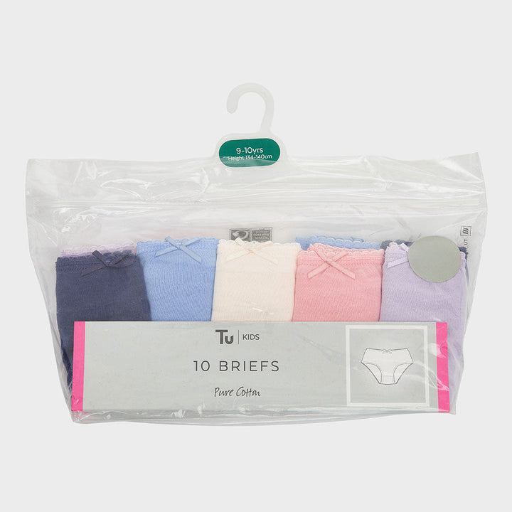 Girls 10 Pack Multi Briefs