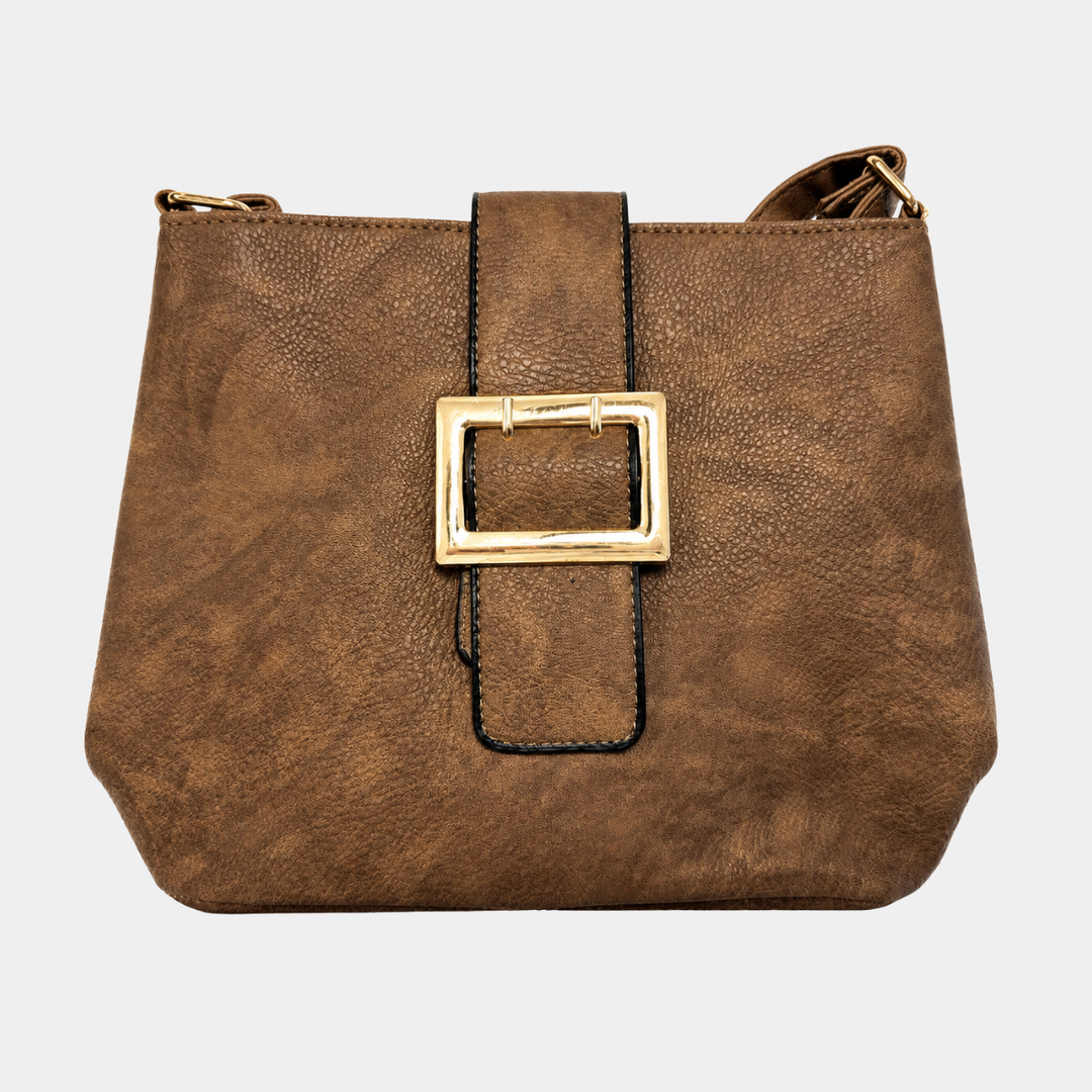 Brown Buckle Detail Crossbody Bag