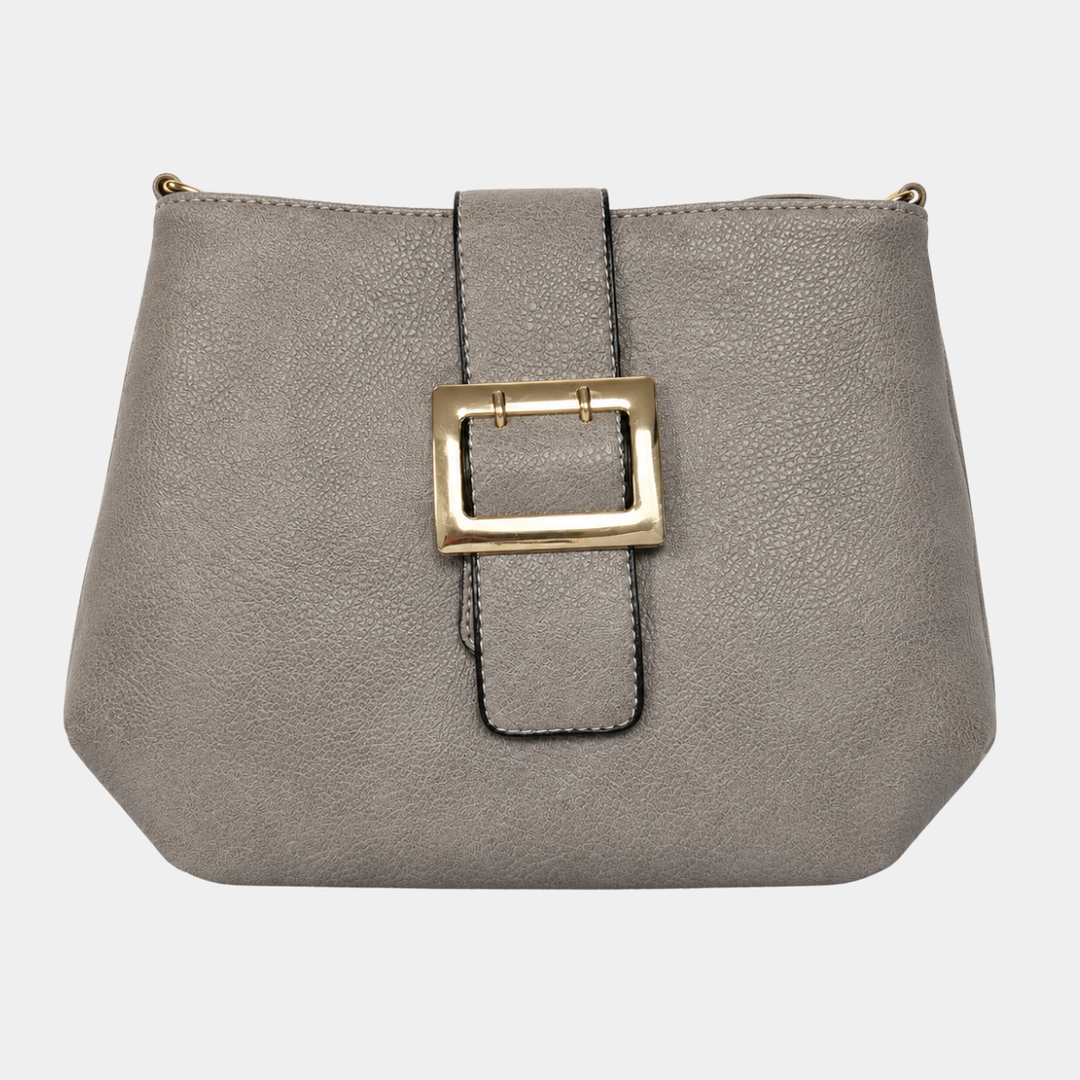Grey Buckle Detail Crossbody Bag
