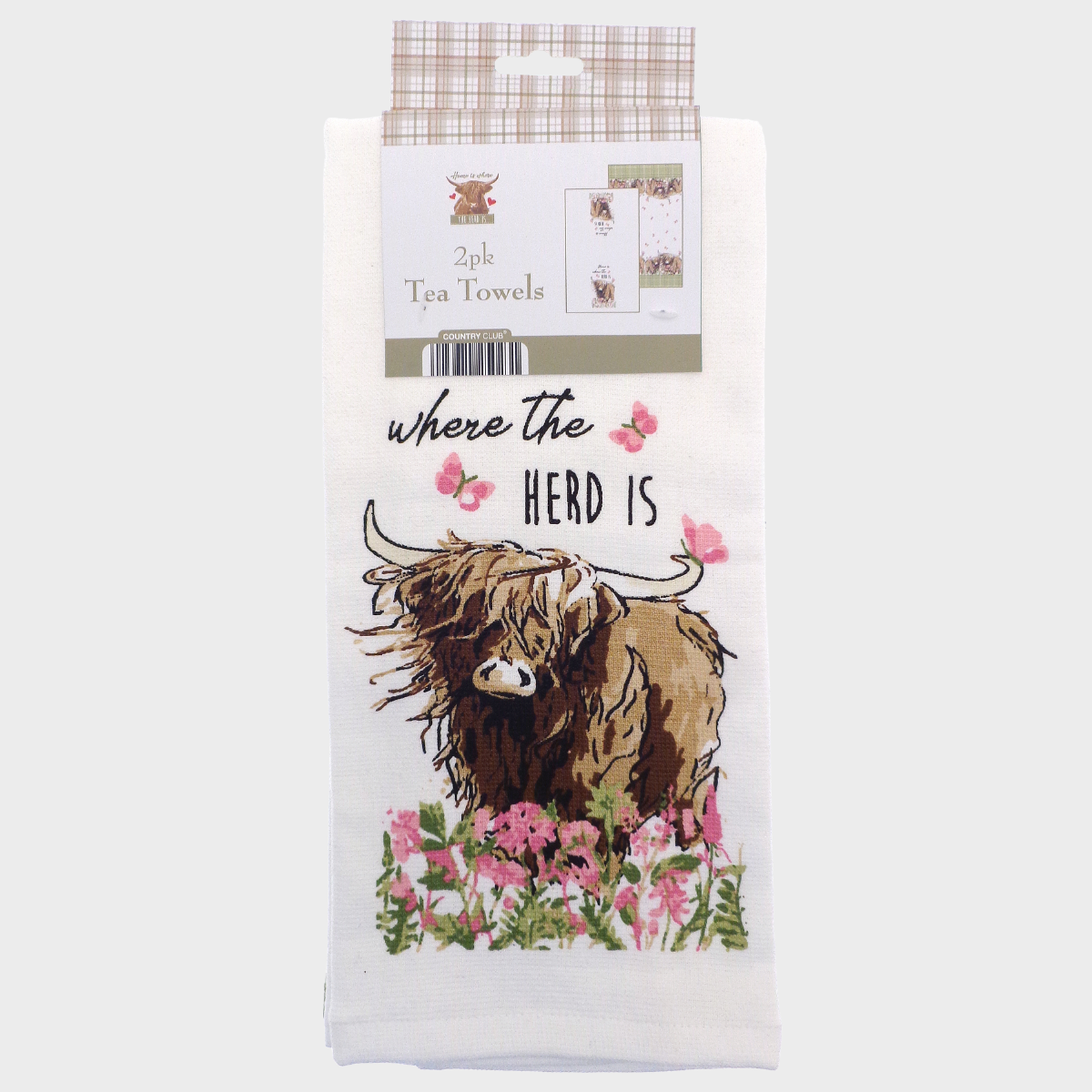 Home Where The Herd Is 2 Pack Tea Towel