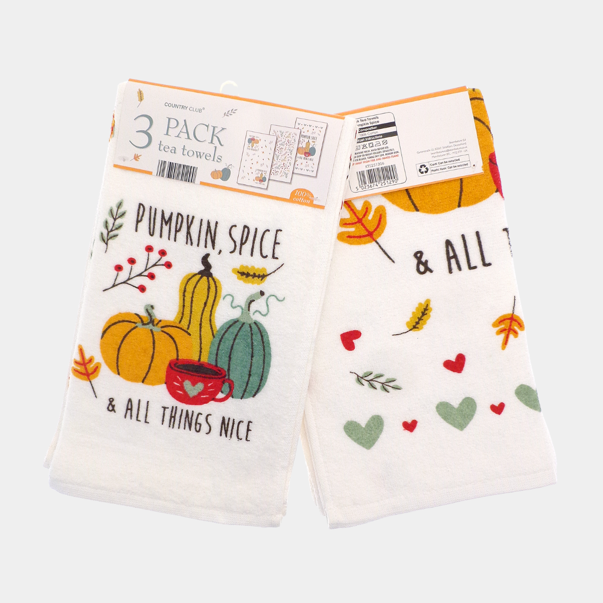 Spice Autumnal 3pk Velour Tea Towels