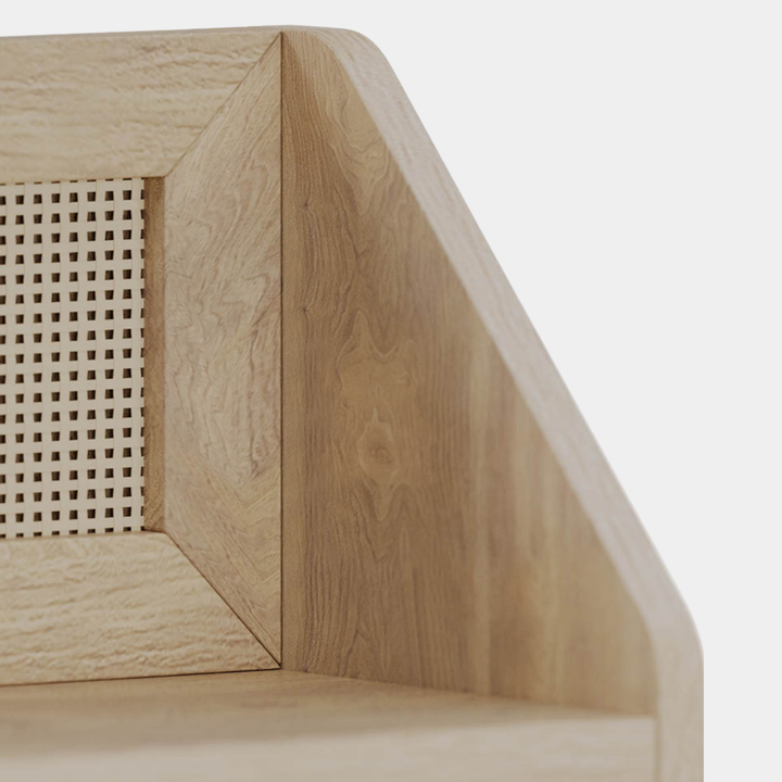 KUBU Oak Rattan Wall Shelf 60 x 15cm