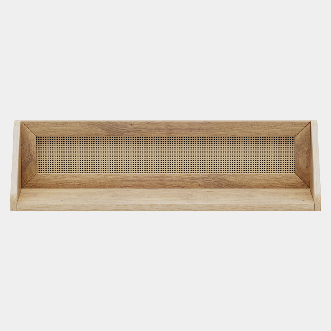 KUBU Oak Rattan Wall Shelf 60 x 15cm