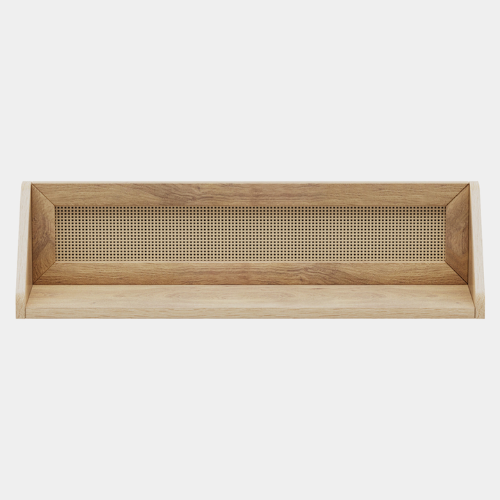 KUBU Oak Rattan Wall Shelf 60 x 15cm