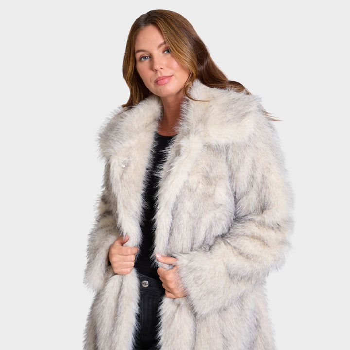 Ladies Long Faux Fur Coat