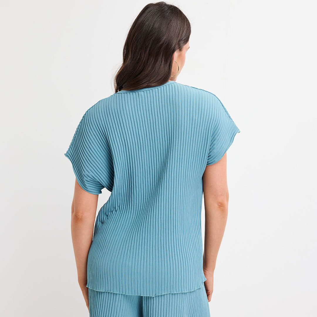 Ladies Plisse Ribbed Top
