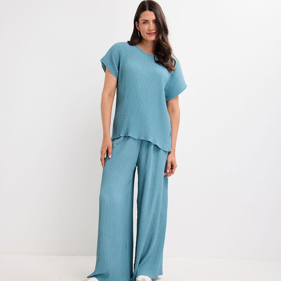 Ladies Plisse Ribbed Top