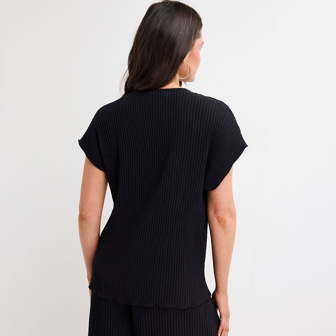 Ladies Plisse Ribbed Top