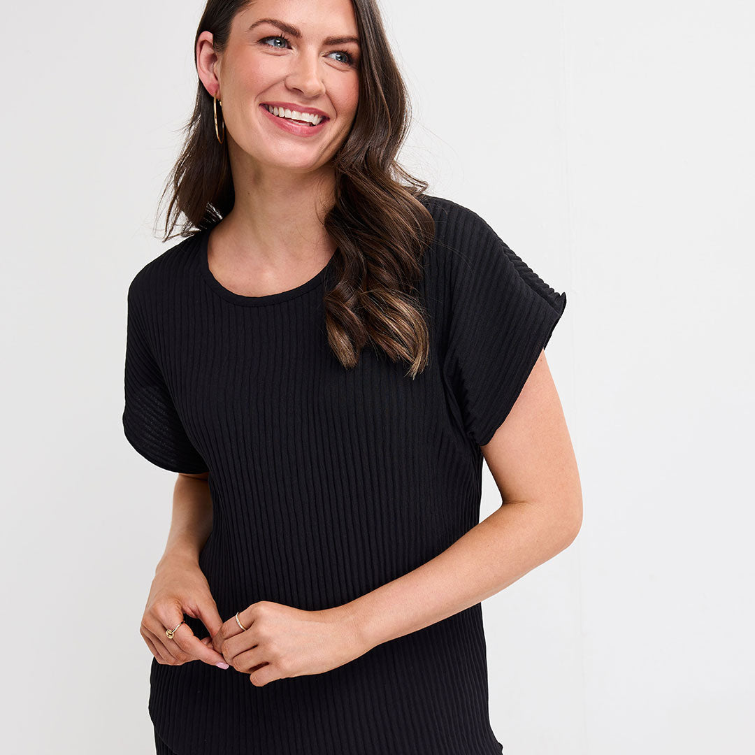 Ladies Plisse Ribbed Top