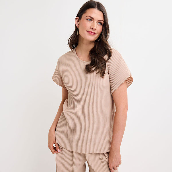 Ladies Plisse Ribbed Top
