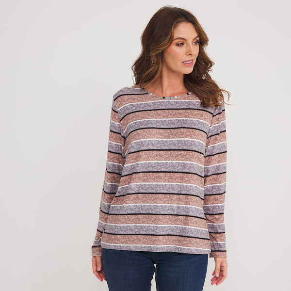 Ladies Stripe Brushed Top from You Know Who's